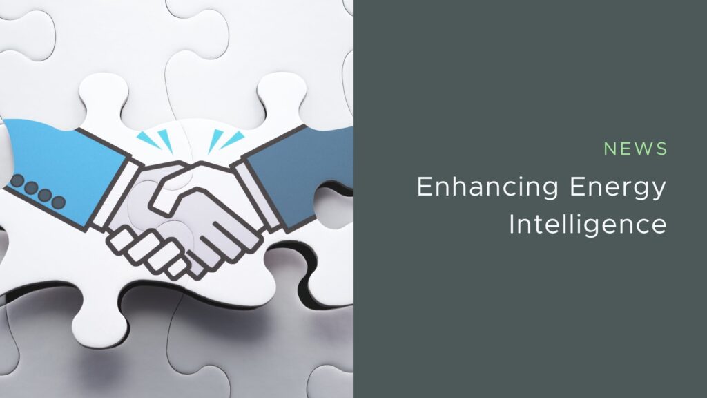 Illustration of a handshake inside interlocking puzzle pieces representing partnership and enhancing energy intelligence