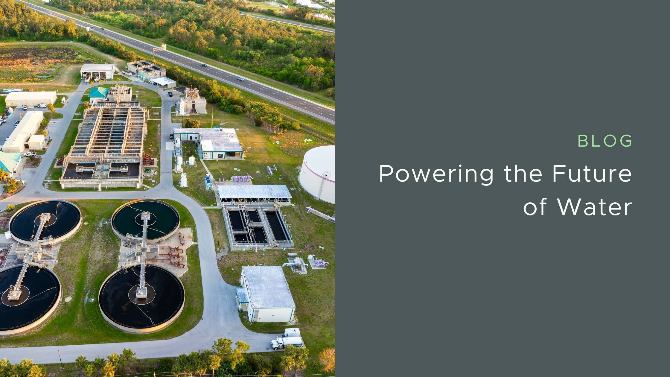 Municipal water treatment facility with aeration basins, clarifiers, and industrial infrastructure